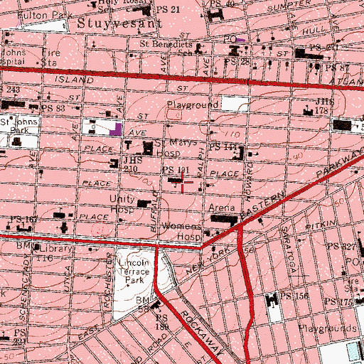 Topographic Map of Public School 191, NY