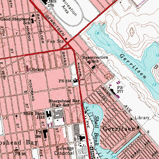 Topographic Map of Public School 194, NY