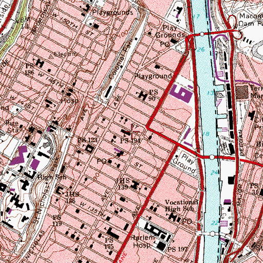 Topographic Map of Public School 194, NY