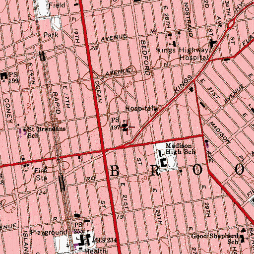 Topographic Map of Public School 197, NY