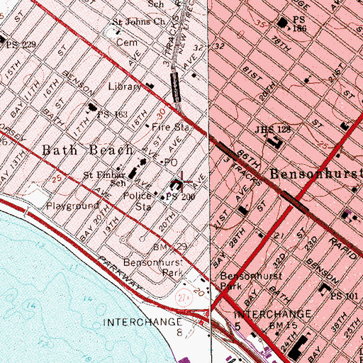 Topographic Map of Public School 200, NY