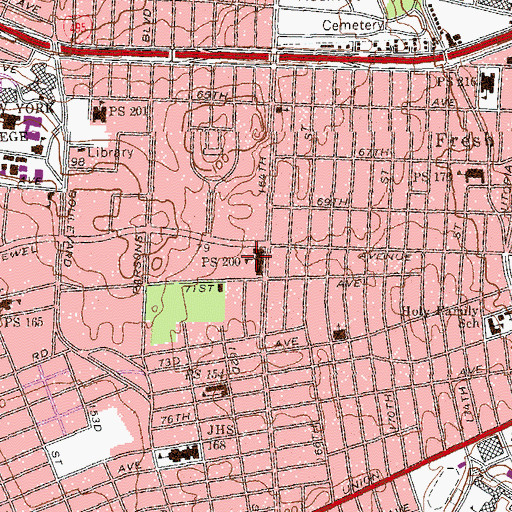 Topographic Map of Public School 200, NY