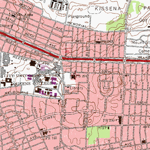 Topographic Map of PS 201 Kissena School, NY