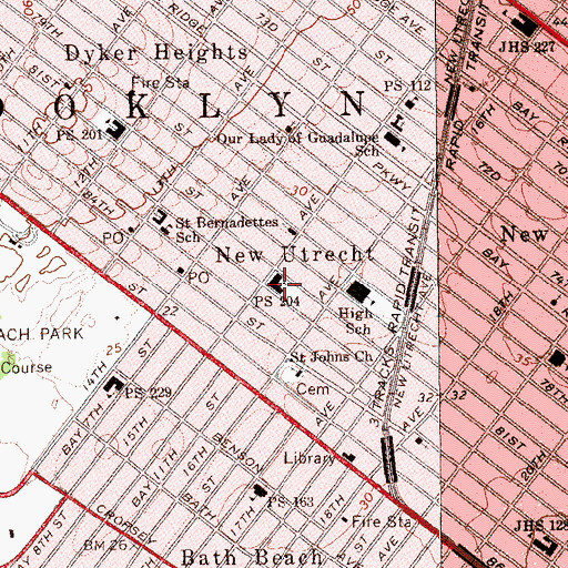 Topographic Map of Public School 204, NY