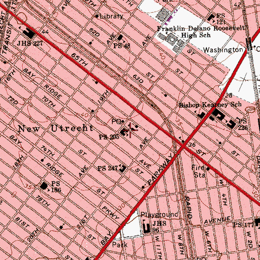 Topographic Map of Public School 205, NY