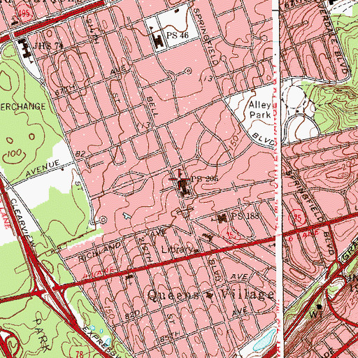 Topographic Map of Public School 205, NY