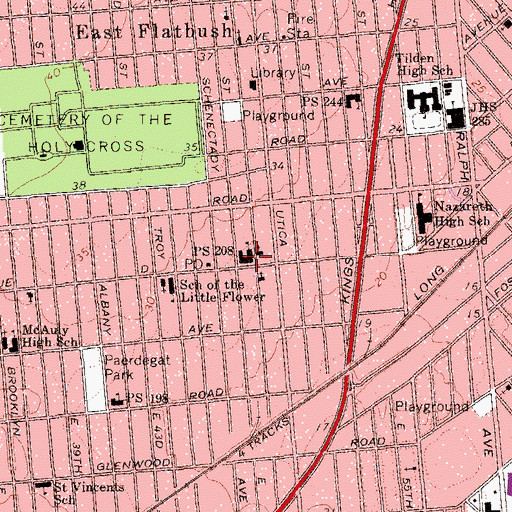 Topographic Map of Public School 208, NY