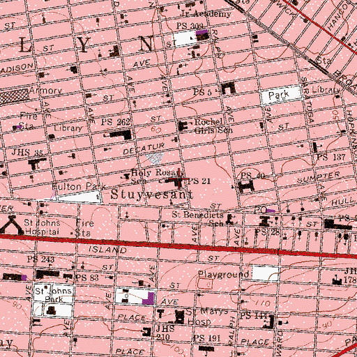 Topographic Map of Public School 21, NY