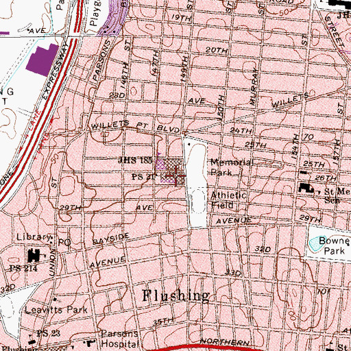 Topographic Map of Public School 21, NY