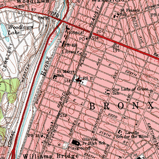 Topographic Map of Public School 21, NY