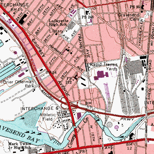 Topographic Map of Public School 212, NY