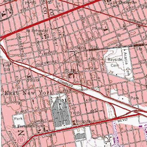 Topographic Map of Public School 214, NY