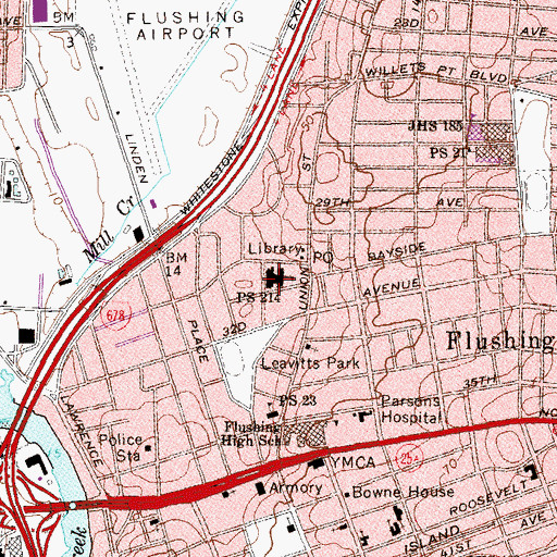 Topographic Map of Public School 214, NY
