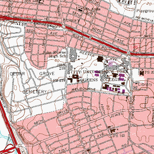 Topographic Map of PS 219 Paul Klapper School, NY