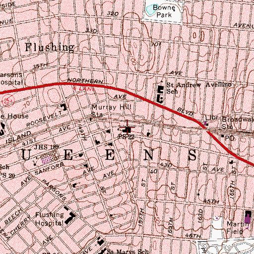 Topographic Map of Public School 22, NY
