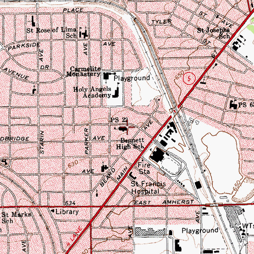 Topographic Map of Public School 22, NY