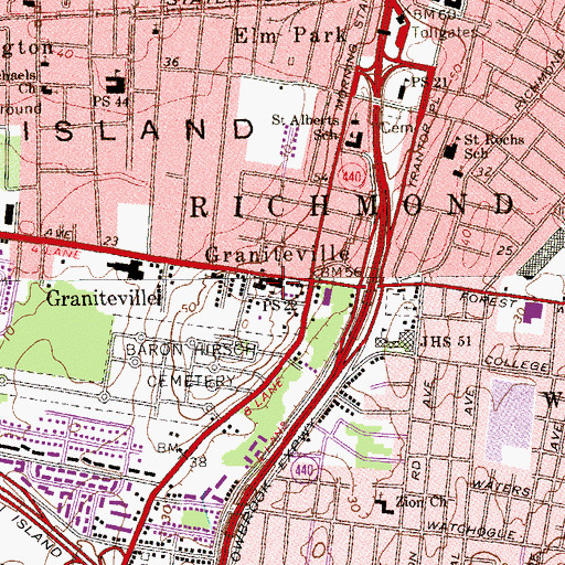Topographic Map of Public School 22, NY