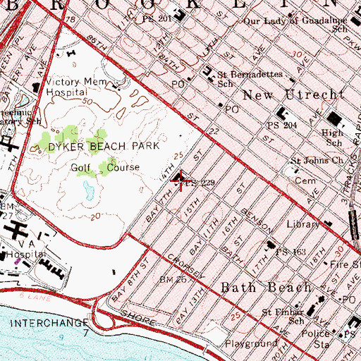 Topographic Map of Public School 229, NY