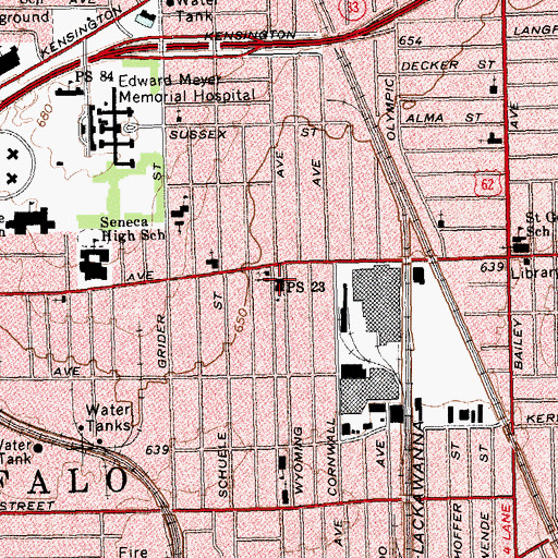 Topographic Map of Public School 23, NY