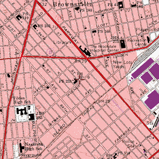 Topographic Map of Public School 233, NY