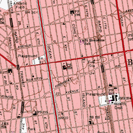 Topographic Map of Public School 238, NY
