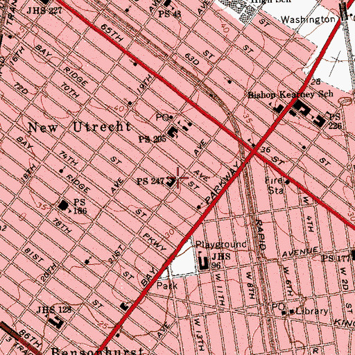 Topographic Map of Public School 247, NY