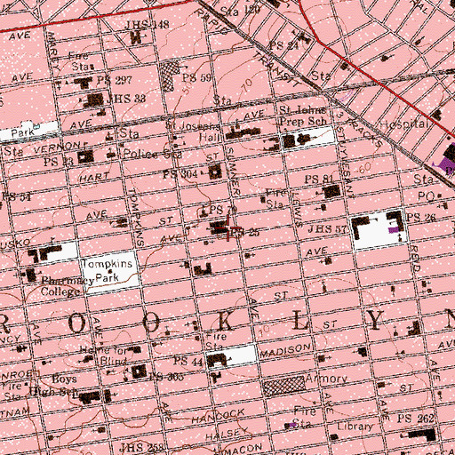 Topographic Map of Public School 25, NY
