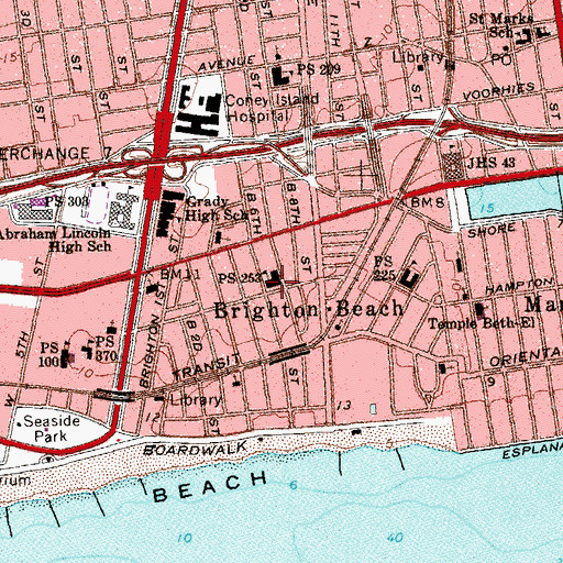 Topographic Map of Public School 253, NY