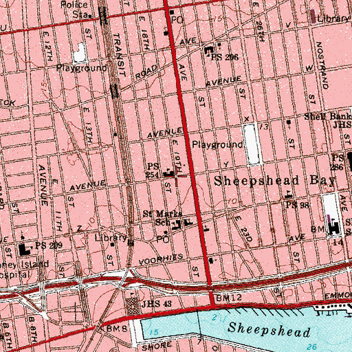 Topographic Map of Public School 254, NY