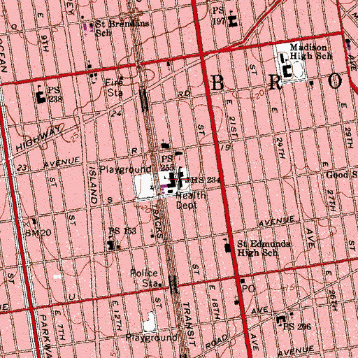 Topographic Map of Public School 255, NY