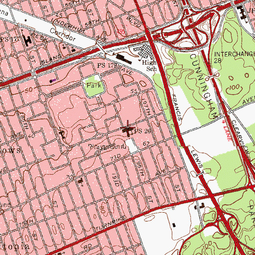Topographic Map of Public School 26, NY