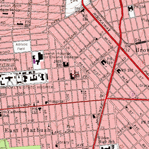 Topographic Map of Public School 268, NY