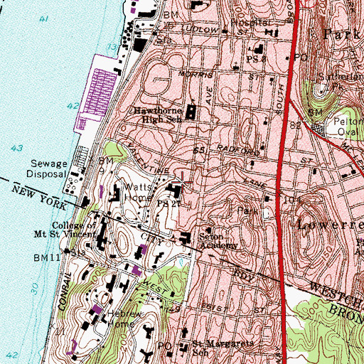 Topographic Map of Montessori School 27, NY