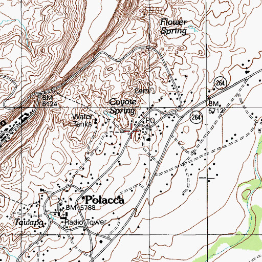 Topographic Map of Polacca, AZ