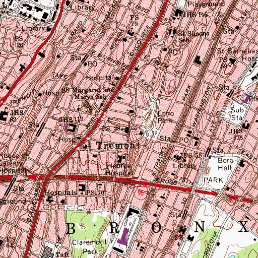 Topographic Map of Public School 28, NY
