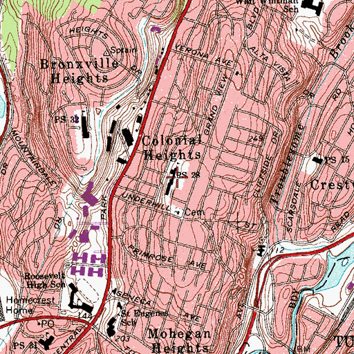 Topographic Map of Kahlil Gibran School, NY