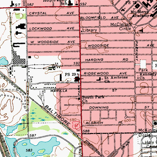 Topographic Map of South Buffalo Charter School, NY