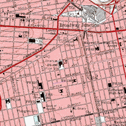 Topographic Map of Public School 298, NY