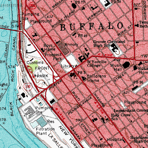 Topographic Map of D'Youville - Porter School, NY