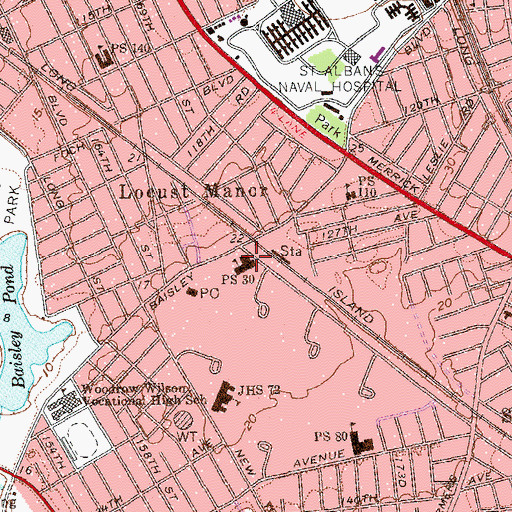Topographic Map of Public School 30, NY