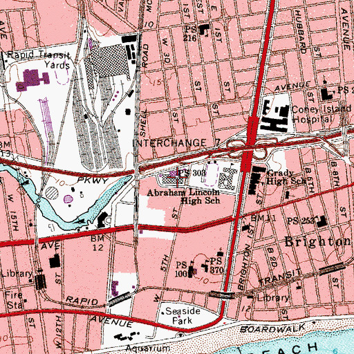 Topographic Map of Intermediate School 303, NY