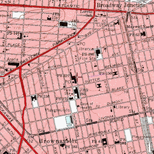 Topographic Map of Public School 327, NY