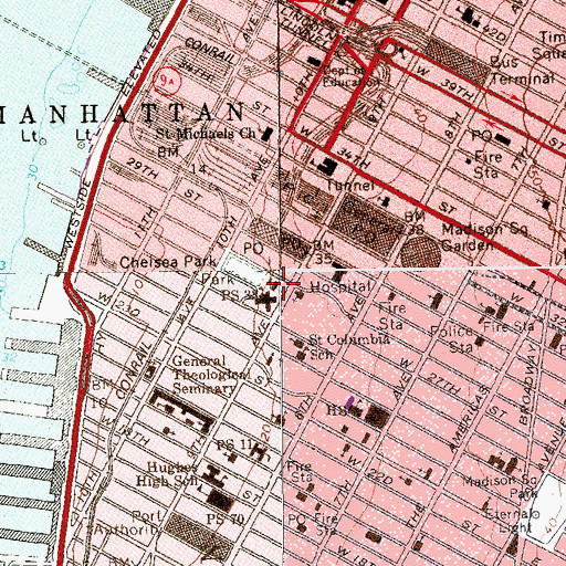 Topographic Map of Public School 33, NY