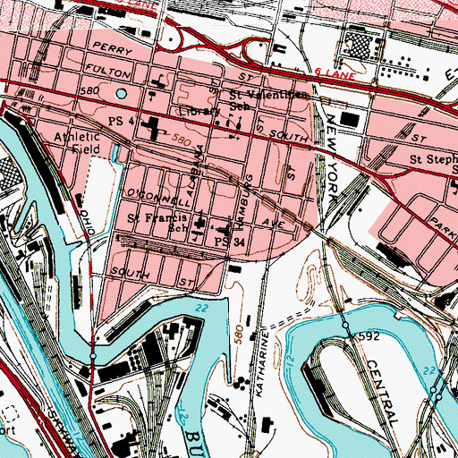 Topographic Map of Public School 34, NY