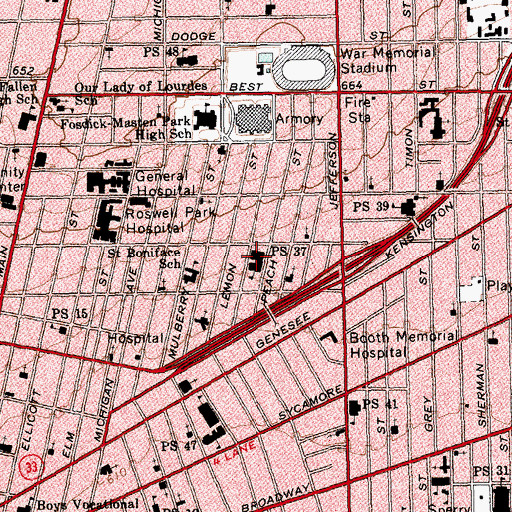 Topographic Map of Public School 37, NY