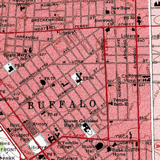 Topographic Map of Mayor F A Sedita Elementary School, NY