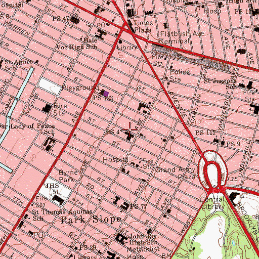 Topographic Map of Public School 282, NY