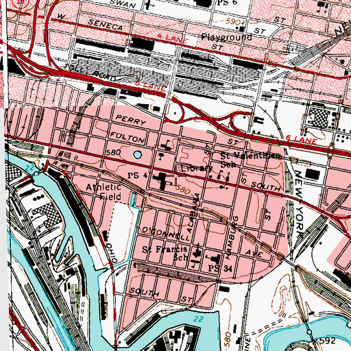 Topographic Map of Public School 4, NY