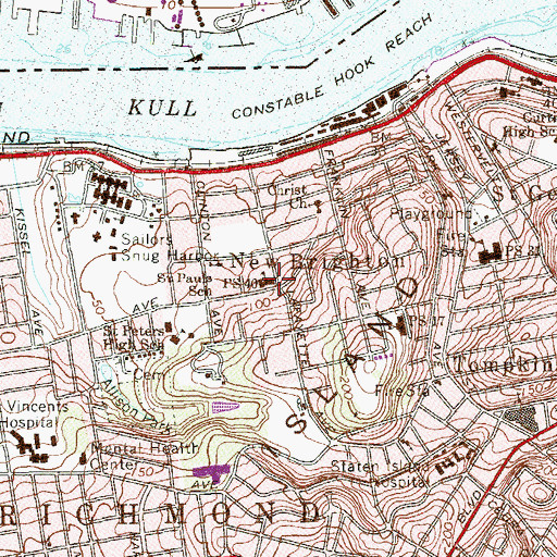 Topographic Map of Public School 40, NY