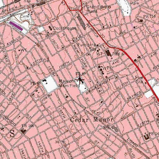 Topographic Map of Public School 40, NY
